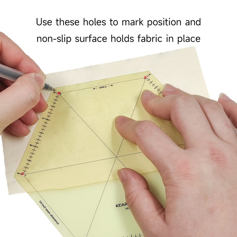 KEARING New Hot Hem Ruler for Sewing and Quilting, Patented Heat Resistant Non-Slip Hot Ironing Ruler | Multi-Shapes Rulers with 1/4″ Seam Allowance and Marking Points, 3 Inches, 5 Pieces - Image 4